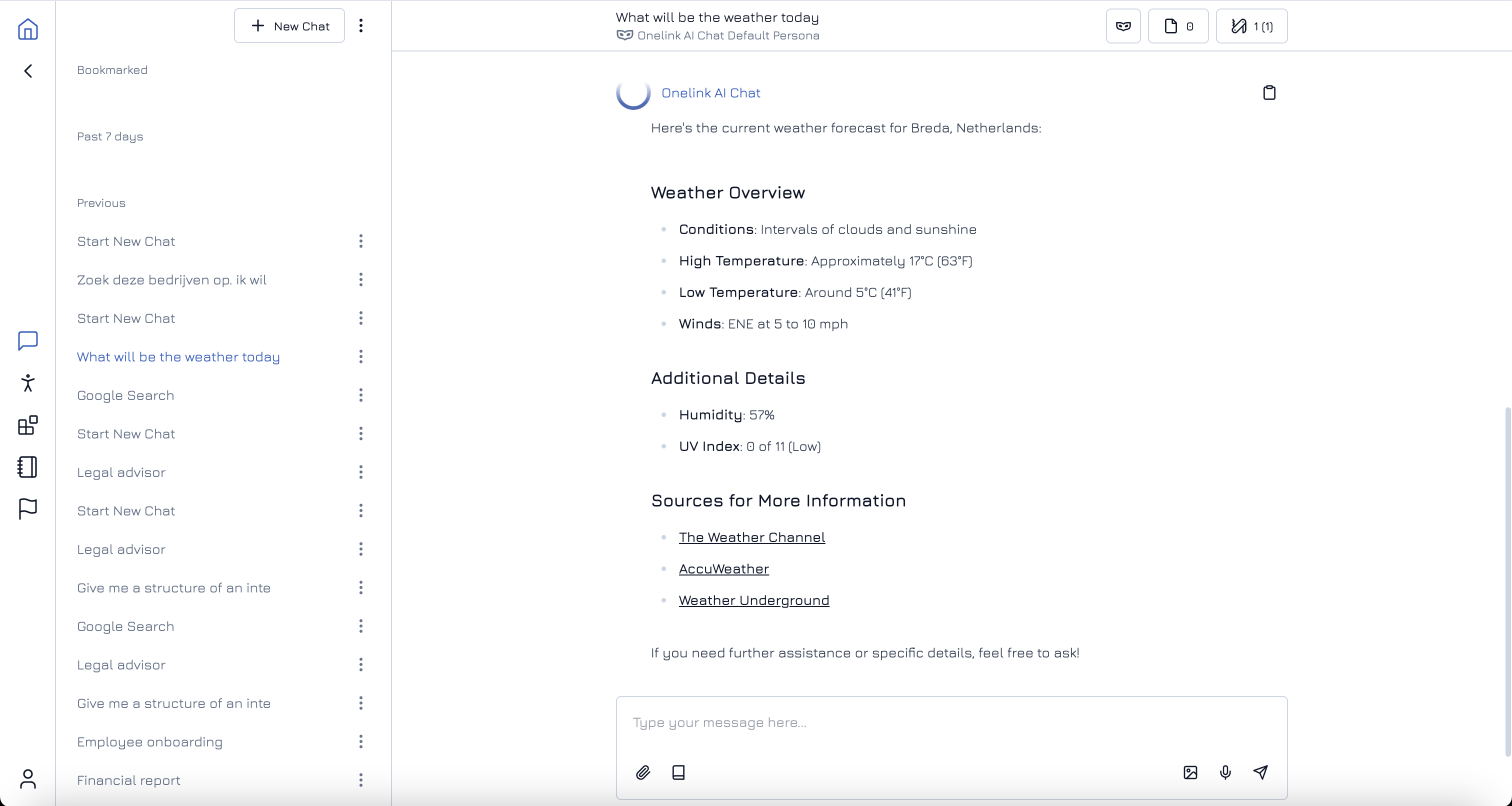 Onechat dashboard preview 2