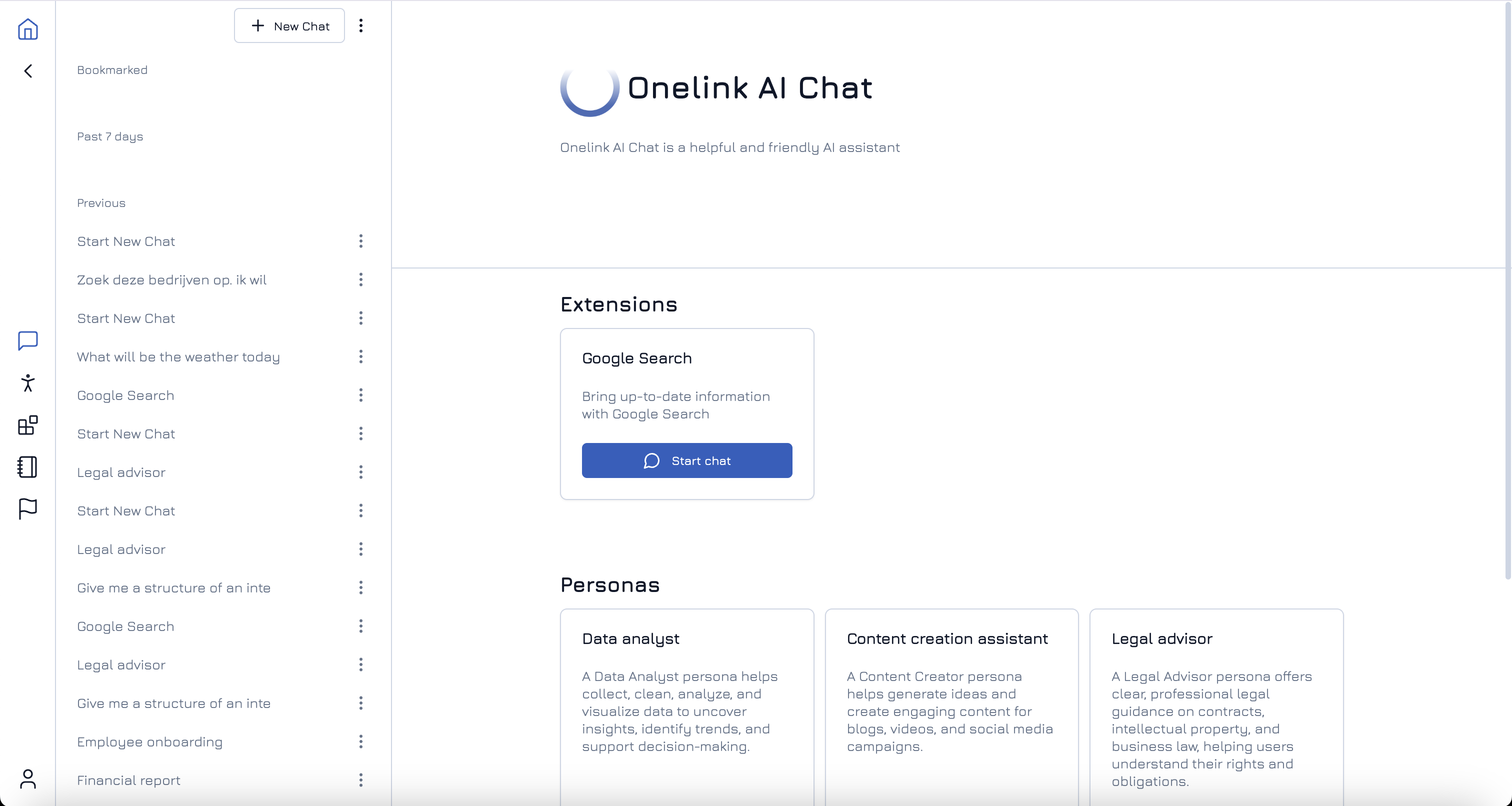 Onechat dashboard preview